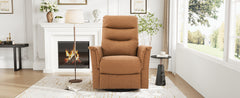 Manual Recliner Chair Rocking and Swivel Recliner Nursery Rocking Recliner Massage Recliner with 8-Point Massage Function and Adjustable Backrest for Living Room, Bedroom and Nursery, Brown