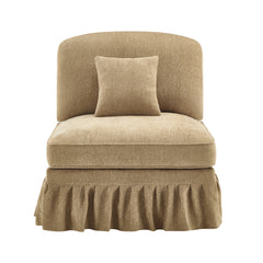 Armless Sofa Chenille W/1 Pillow -Light Coffee