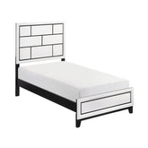 Modern Contemporary White Finish Twin Size Bed 1pc Wooden Bedroom Furniture Black Line Design