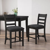 Farmhouse Upholstered Wood Counter Stools (Set of 2)