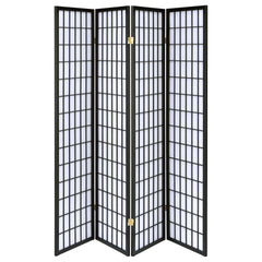 Sartre Black 4-Panel Room Divider Folding Shoji Screen