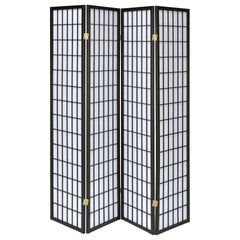 Sartre Black 4-Panel Room Divider Folding Shoji Screen