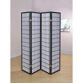 Sartre Black 4-Panel Room Divider Folding Shoji Screen