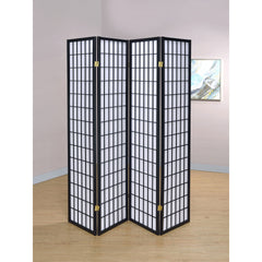 Sartre Black 4-Panel Room Divider Folding Shoji Screen