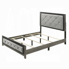 Modern Transitional Gray Finish 1pc King Size Panel Bed Tufted Headboard Footboard Wooden Bedroom Furniture