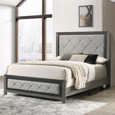 Modern Transitional Gray Finish 1pc King Size Panel Bed Tufted Headboard Footboard Wooden Bedroom Furniture