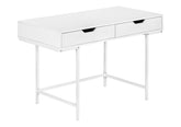 Computer Desk, Home Office, Laptop, Storage Drawers, 48"l, Work, White Laminate, White Metal, Contemporary, Modern