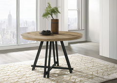 Tiziano Oak Finish 47" Round Dining Table with Metal Base