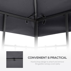 Outsunny 9.8' x 9.8' Gazebo Replacement Canopy, 2-Tier Top UV Cover for 9.84' x 9.84' Outdoor Gazebo, Dark Gray (TOP ONLY)