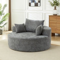 55'L Chenille Sponge single sofa,No Assembly Required,Fluffy Modern Sleeper Chair for Living room, Bedroom, Lounge and Projection Room(Not a swivel chair.)
