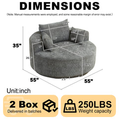 55'L Chenille Sponge single sofa,No Assembly Required,Fluffy Modern Sleeper Chair for Living room, Bedroom, Lounge and Projection Room(Not a swivel chair.)