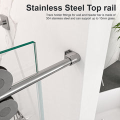 44"-48"W*76" H Frameless Single Sliding Shower Door – 5/16" (8mm) Clear Tempered Glass, Bypass Design with Chrome Finish