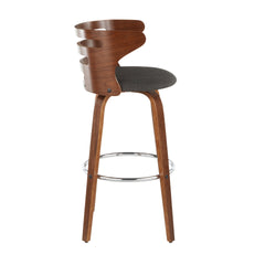 Cosini Mid-Century Modern Barstool with Swivel in Walnut and Charcoal Fabric by LumiSource - Set of 2
