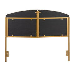 Lindsey Contemporary/Glam Queen Headboard in Gold Steel and Cream Velvet by LumiSource