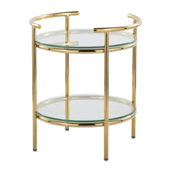 Rhonda Contemporary/Glam Side Table in Gold Metal and Clear Glass by LumiSource