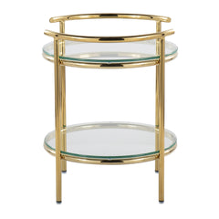 Rhonda Contemporary/Glam Side Table in Gold Metal and Clear Glass by LumiSource