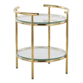 Rhonda Contemporary/Glam Side Table in Gold Metal and Clear Glass by LumiSource