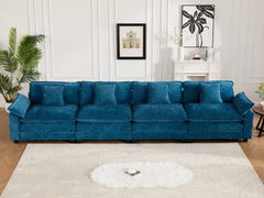 Wider Armrest 3 Seats (Ottoman is not included), Modern Sectional Couch, for Living Room Bedroom and Apartment, Comfy Double Layer Upholstered Seat Cushion, Breathable Chenille Fabric,Blue,SW5044BL