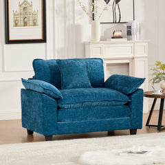Cloud Sofa Single Seat (Ottoman is not included), Modern Sectional Couch, for Living Room Bedroom and Apartment, Comfy Double Layer Upholstered Seat Cushion, Breathable Chenille Fabric, Blue,SW5041BL