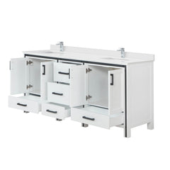 White Double Bath Vanity 72 in. W x 22 in. D, Cultured Marble Top and Faucet Set