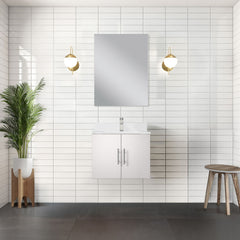 Glossy White Bath Vanity 24 in. W x 22 in. D, Cultured Marble Top, and Faucet Set