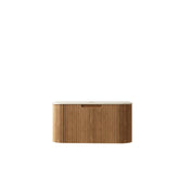 DINA 30'' Wall Mounted Plywood Cabinet with 1 Drawer, Roman travertine Sintered Stone Countertop, NO Basin, NO Faucet and Drain, Natural Woodgrain Color
