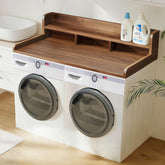 Washer Dryer Countertop with Non-slip Pads, Laundry Wood Shelf Topper with Edge, Double Layer Organizer for Washer and Dryer Laundry Hamper Counter Storage Organization(WALNUT)