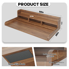 Washer Dryer Countertop with Non-slip Pads, Laundry Wood Shelf Topper with Edge, Double Layer Organizer for Washer and Dryer Laundry Hamper Counter Storage Organization(WALNUT)