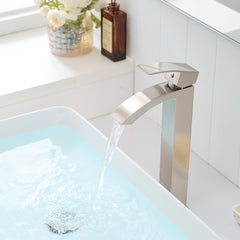 Brushed Nickel Bathroom Faucet,Faucet for Bathroom Sink, Single Hole Bathroom Faucet Modern Single Handle Vanity Basin Faucet