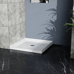Goodyo 36x36 in Shower Base, Centered Drain Single-Threshold Shower Pan, White