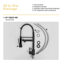 Bothwa Home CUPC Certified 19" Single Handle Kitchen Faucet (Matt Black Finish)