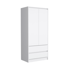 Laurel 2 Piece Bedroom Set, Nightstand + Armoire, White