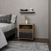 Baldwin City Nightstand, Bedroom, Light Oak/Black