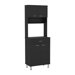 Pantry Piacenza,Two Double Door Cabinet, Black Wengue Finish