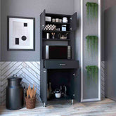 Pantry Piacenza,Two Double Door Cabinet, Black Wengue Finish