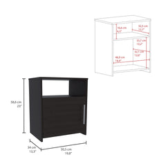 Nightstand Cuarzz, One Cabinet, Black Wengue Finish