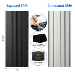 Metal Roof Panel Length 61IN Galvanized Roof Panels 20 PCS Waterproof Heavy Duty Metal Roof Panels for Outdoor House Storage Stables Patio Garages Sheds,Gray