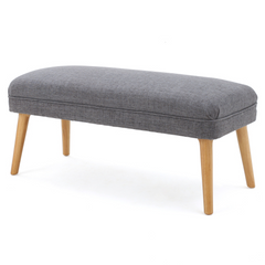 38 Inch Wide Rectangle Ottoman Bench Footstool, Linen Look Polyester Fabric for Living Room, Bedroom
