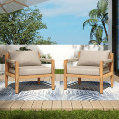 Acacia Wood & Beige Rope Outdoor Leisure Chair – Spacious, Comfortable & Versatile for Any Patio ,MP2