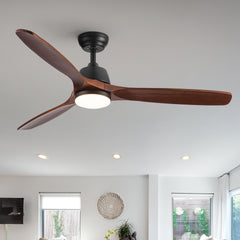52" YUHAO Farmhouse Rustic LED Ceiling Fan with Remote Control