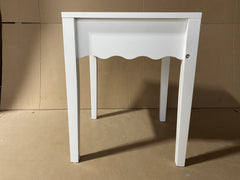 White Nightstand with Drawer, Modern Bedside Table with Wavy Apron Design, Compact End Table for Bedroom Living Room, Small Side Table with Storage
