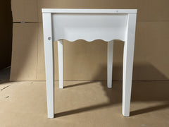 White Nightstand with Drawer, Modern Bedside Table with Wavy Apron Design, Compact End Table for Bedroom Living Room, Small Side Table with Storage