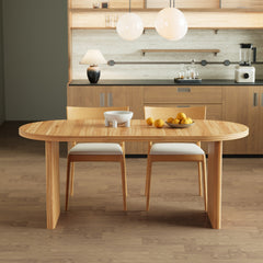 55.12"-70.87"Modern Extendable Dining Table with removable extension leaves,Mid-century modern style home table,Suitable for dining rooms, kitchens, and living rooms,Natural Walnut