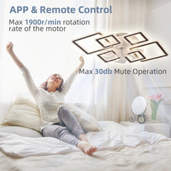 33-inchBlack Ceiling Fan with Lights Remote Control and APP Control, Dimmable with Remote 7 Blades 6 Speeds of Wind