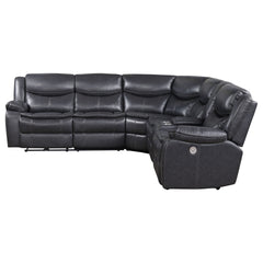 Salerno Grey Upholstered Power Reclining Sectional Sofa