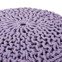 Bordeaux Knitted Cotton Round Pouf, Lavender