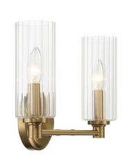 Regal Double Light Vanity With Clear Ribbed Glass - Satin Brass