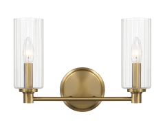 Regal Double Light Vanity With Clear Ribbed Glass - Satin Brass
