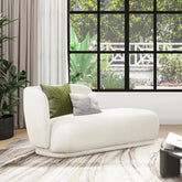 Aire 75" RAF Modern Rounded Chaise Lounge, Ivory White Boucle