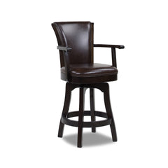 Williams 27in Swivel Counter Height Bar Stool, Vintage Brown Faux Leather